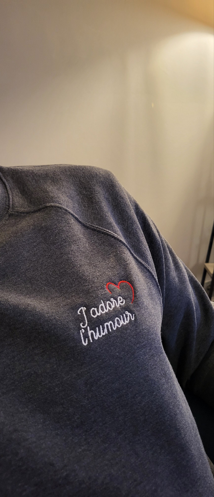 Sweatshirt Brodé CHARCOAL - j'adore l'humour