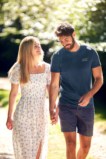 T-shirt navy homme brodé