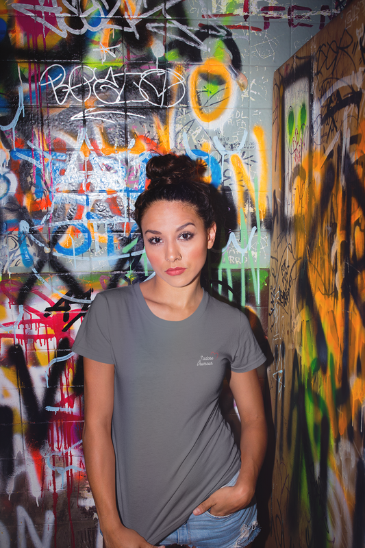 T-shirt femme gris brode